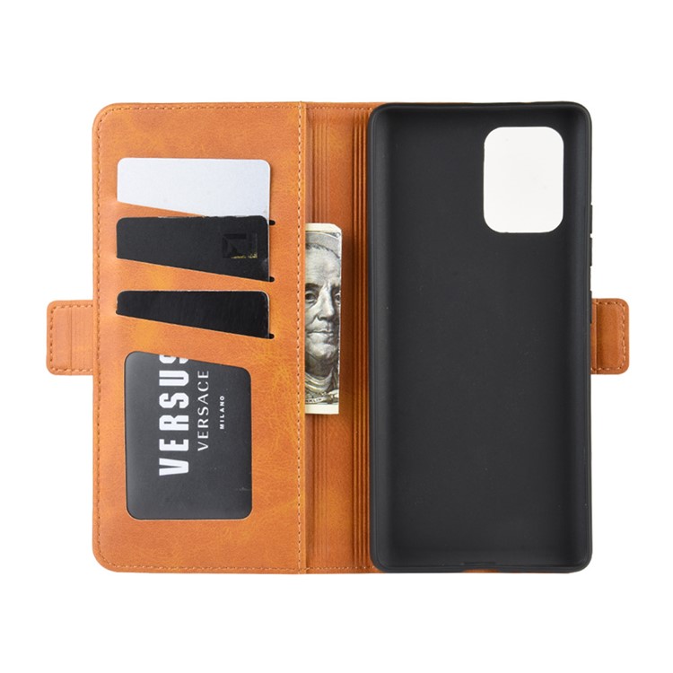 Magnet Adsorption Leather Wallet Phone Stand Case for Samsung Galaxy A91/M80s/S10 Lite - Brown-4