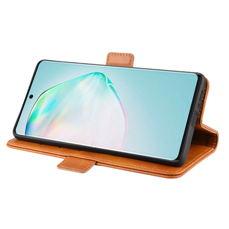 Magnet Adsorption Leather Wallet Phone Stand Case for Samsung Galaxy A91/M80s/S10 Lite - Brown-6