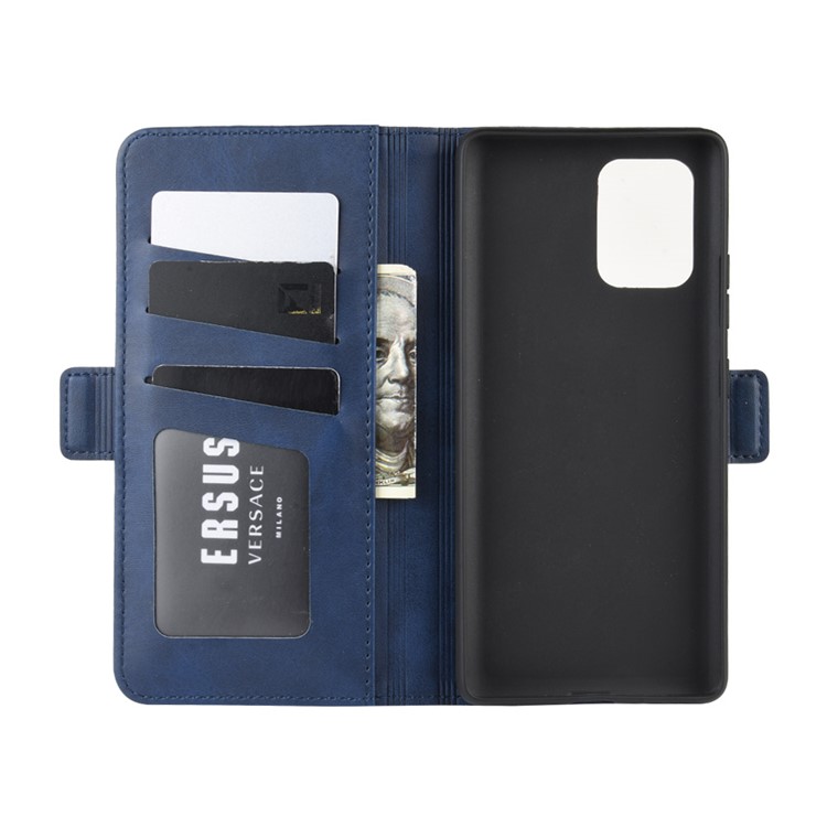 Magnet Adsorption Leather Wallet Phone Stand Case for Samsung Galaxy A91/M80s/S10 Lite - Blue-4