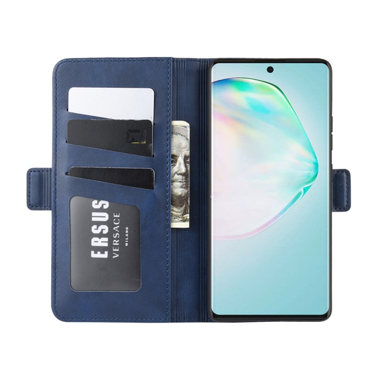 Magnet Adsorption Leather Wallet Phone Stand Case for Samsung Galaxy A91/M80s/S10 Lite - Blue-5