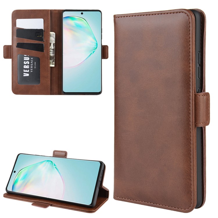 Magnet Adsorption Leather Wallet Phone Stand Case for Samsung Galaxy A91/M80s/S10 Lite - Coffee-2