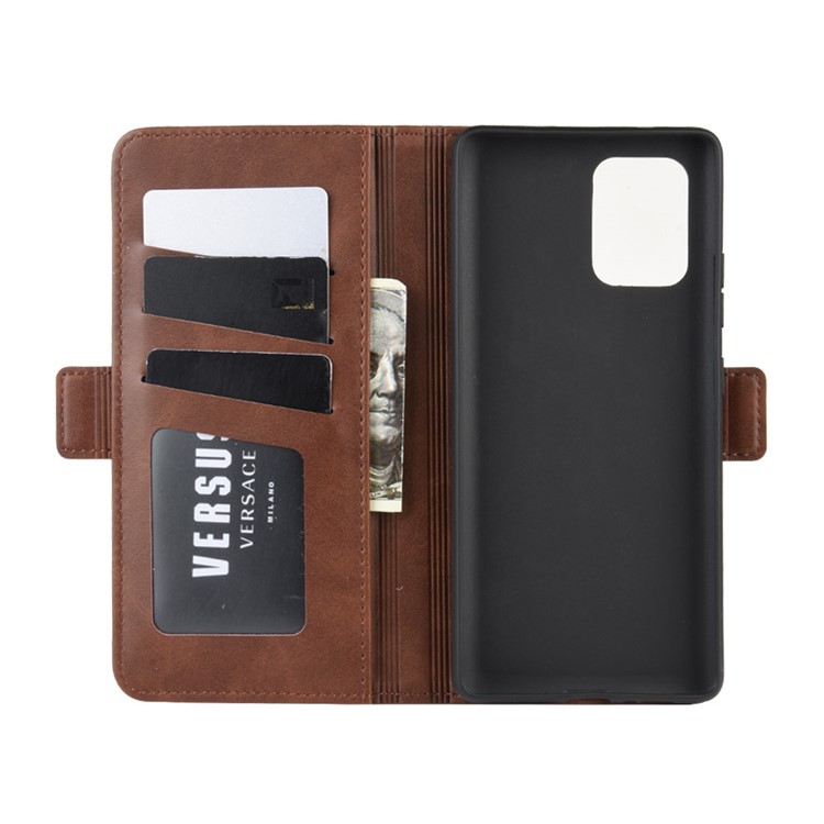 Magnet Adsorption Leather Wallet Phone Stand Case for Samsung Galaxy A91/M80s/S10 Lite - Coffee-4