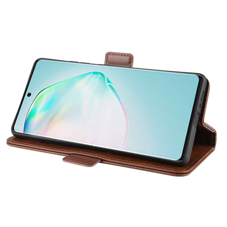Magnet Adsorption Leather Wallet Phone Stand Case for Samsung Galaxy A91/M80s/S10 Lite - Coffee-6