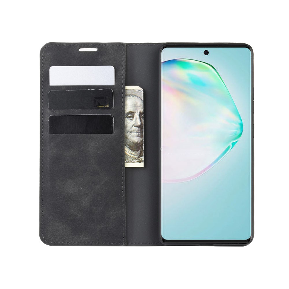 Шелковистые Сенсорный Кожаный Бумажник Чехол Для Samsung Galaxy A91 / S10 Облегченных / M80s - Черный-5