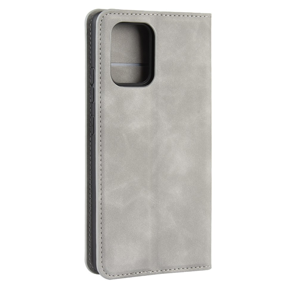 Silky Touch Leather Wallet Case for Samsung Galaxy A91/S10 Lite/M80s - Grey-7