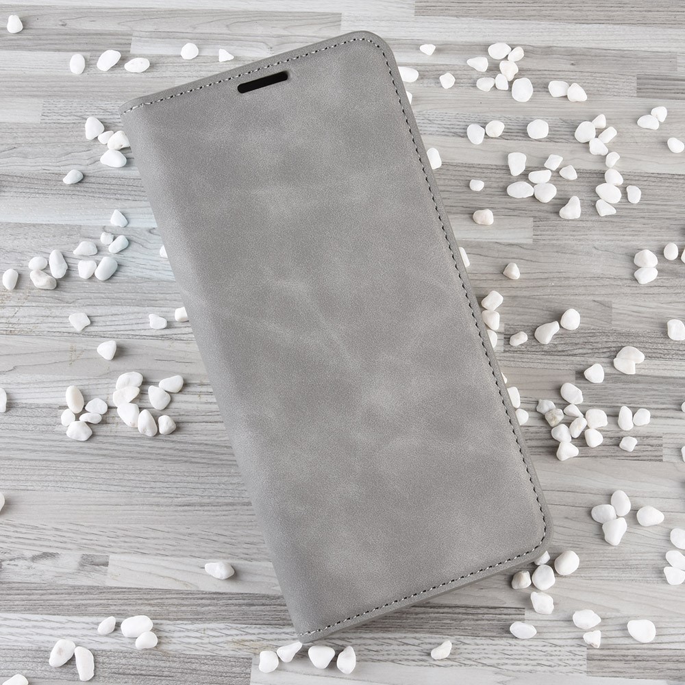 Silky Touch Leather Wallet Case for Samsung Galaxy A91/S10 Lite/M80s - Grey-9