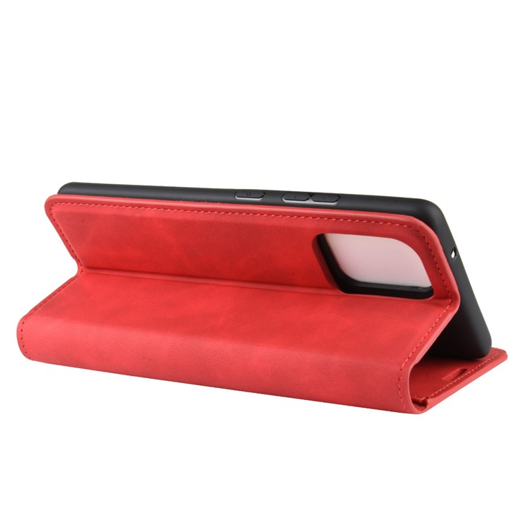 Silky Touch Leather Wallet Case for Samsung Galaxy A91/S10 Lite/M80s - Red-6