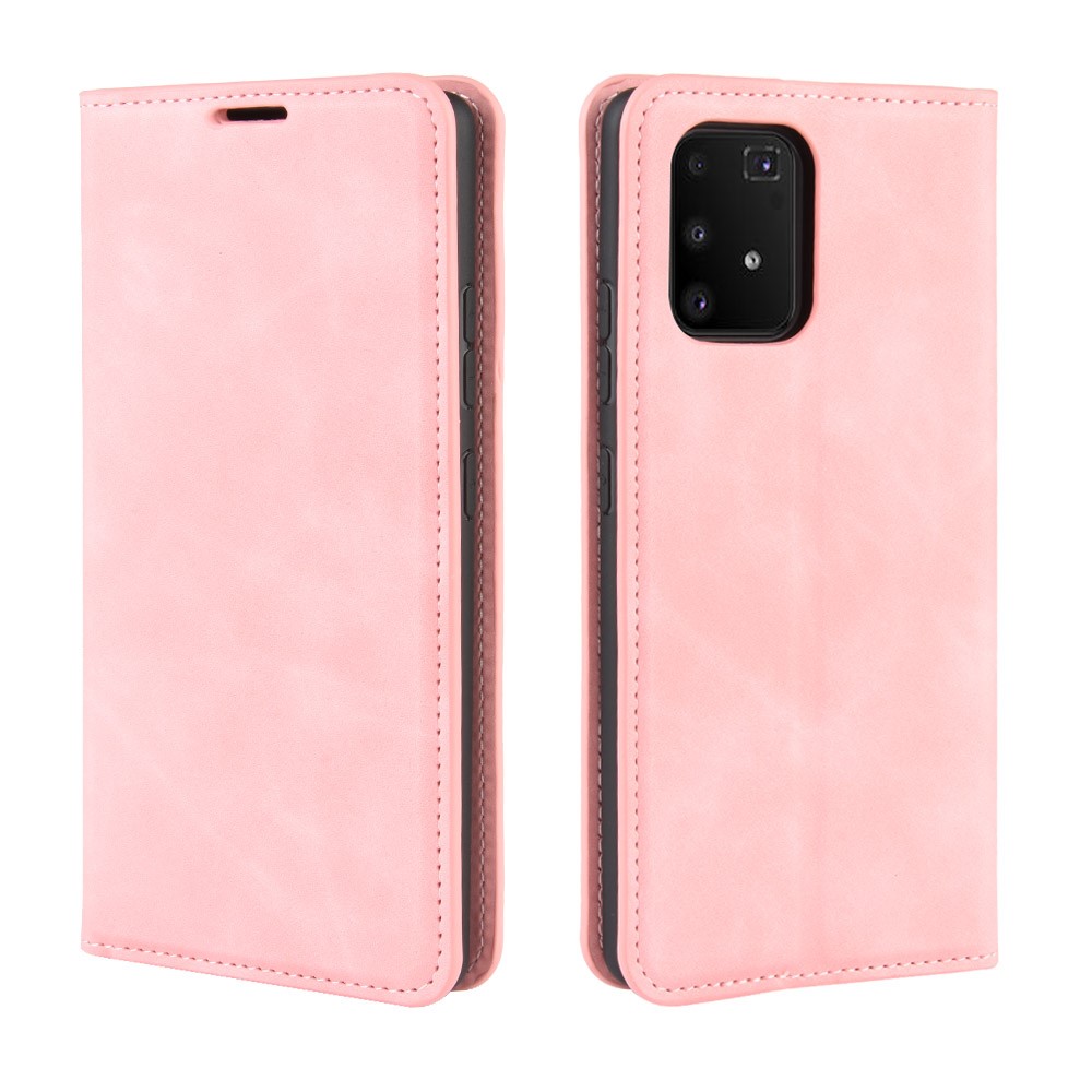 Silky Touch Leather Wallet Case for Samsung Galaxy A91/S10 Lite/M80s - Pink-2
