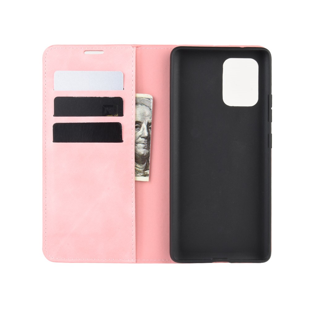 Silky Touch Leather Wallet Case for Samsung Galaxy A91/S10 Lite/M80s - Pink-4