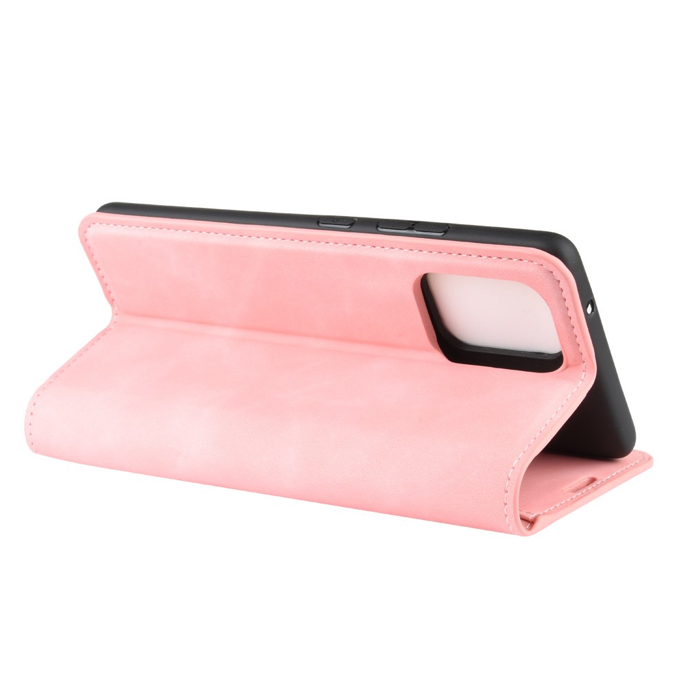 Silky Touch Leather Wallet Case for Samsung Galaxy A91/S10 Lite/M80s - Pink-6