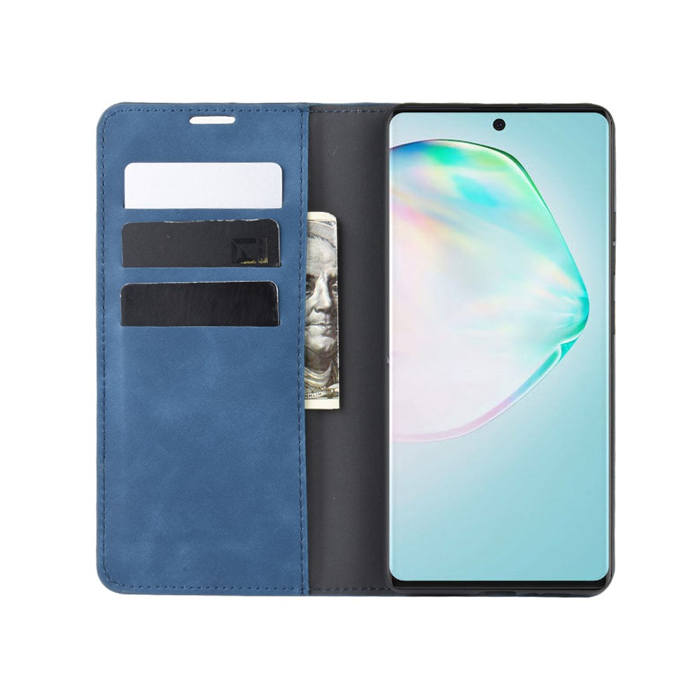 Silky Touch Leather Wallet Case for Samsung Galaxy A91/S10 Lite/M80s - Blue-5