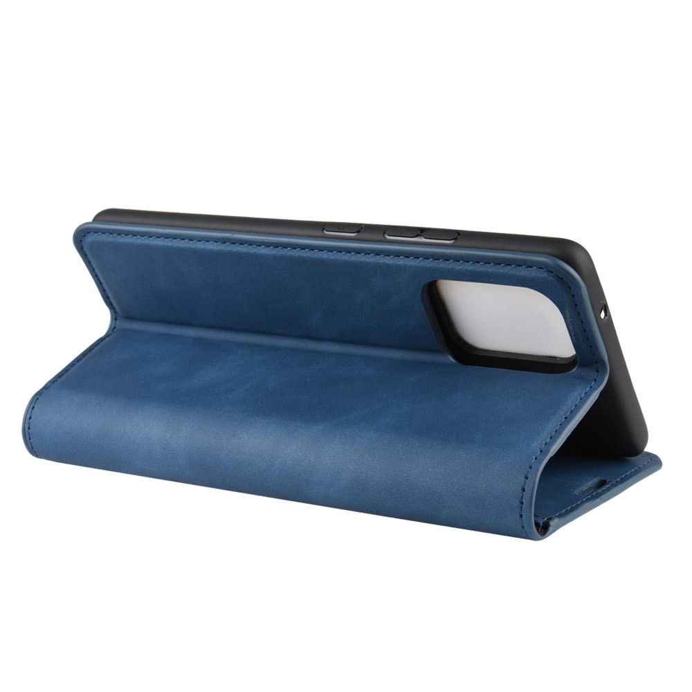 Silky Touch Leather Wallet Case for Samsung Galaxy A91/S10 Lite/M80s - Blue-6