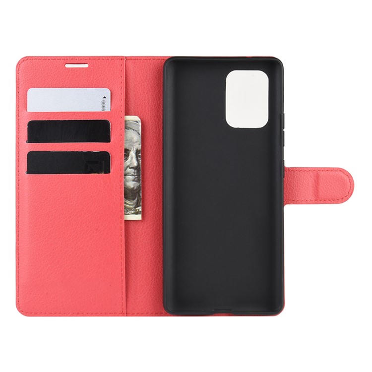 Litchi Skin Wallet Leather Phone Case for Samsung Galaxy A91/M80s/S10 Lite - Red-3