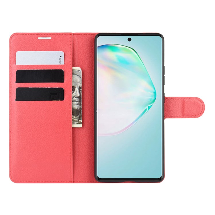 Litchi Skin Wallet Leather Phone Case for Samsung Galaxy A91/M80s/S10 Lite - Red-4