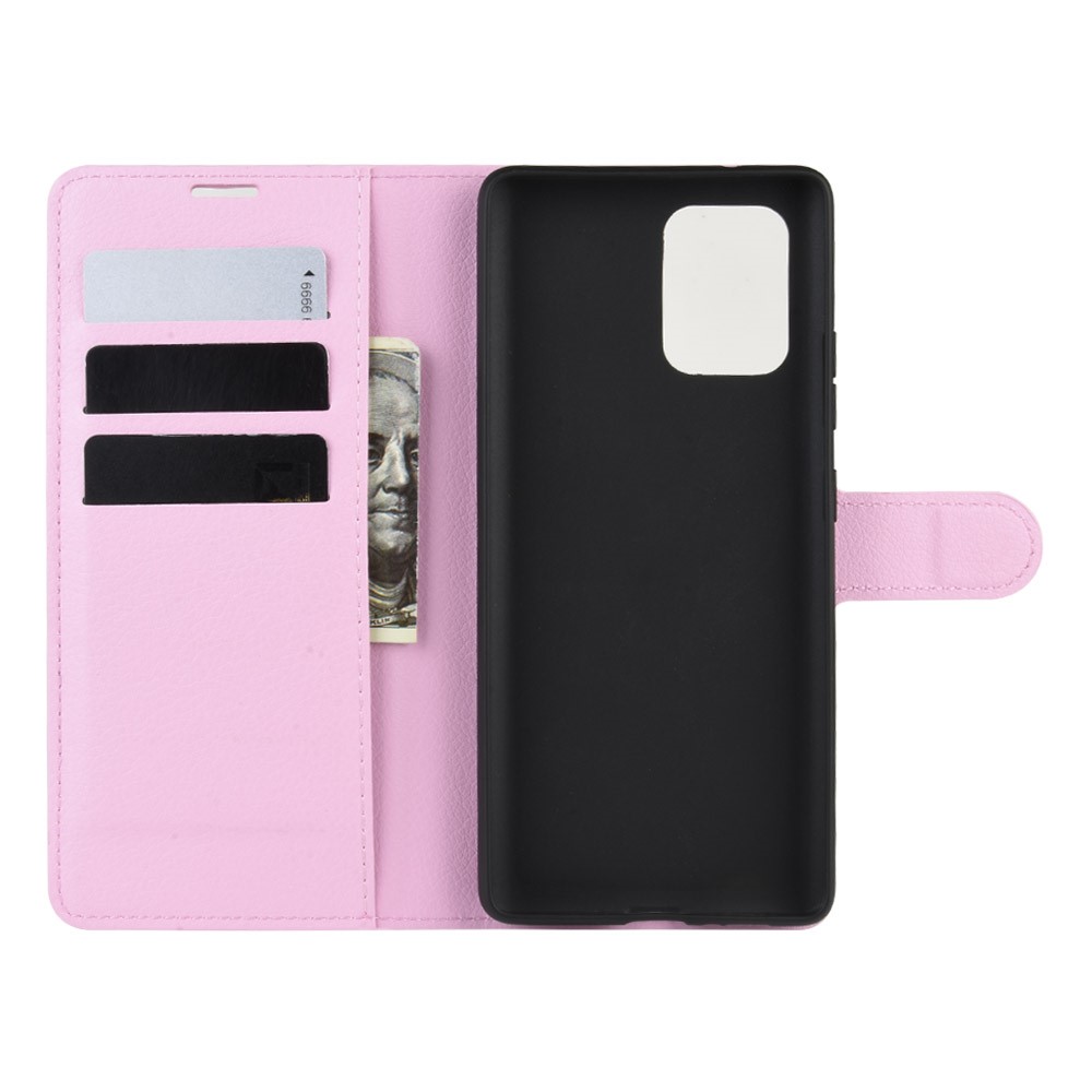 Litchi Skin Wallet Leather Phone Case for Samsung Galaxy A91/M80s/S10 Lite - Pink-3