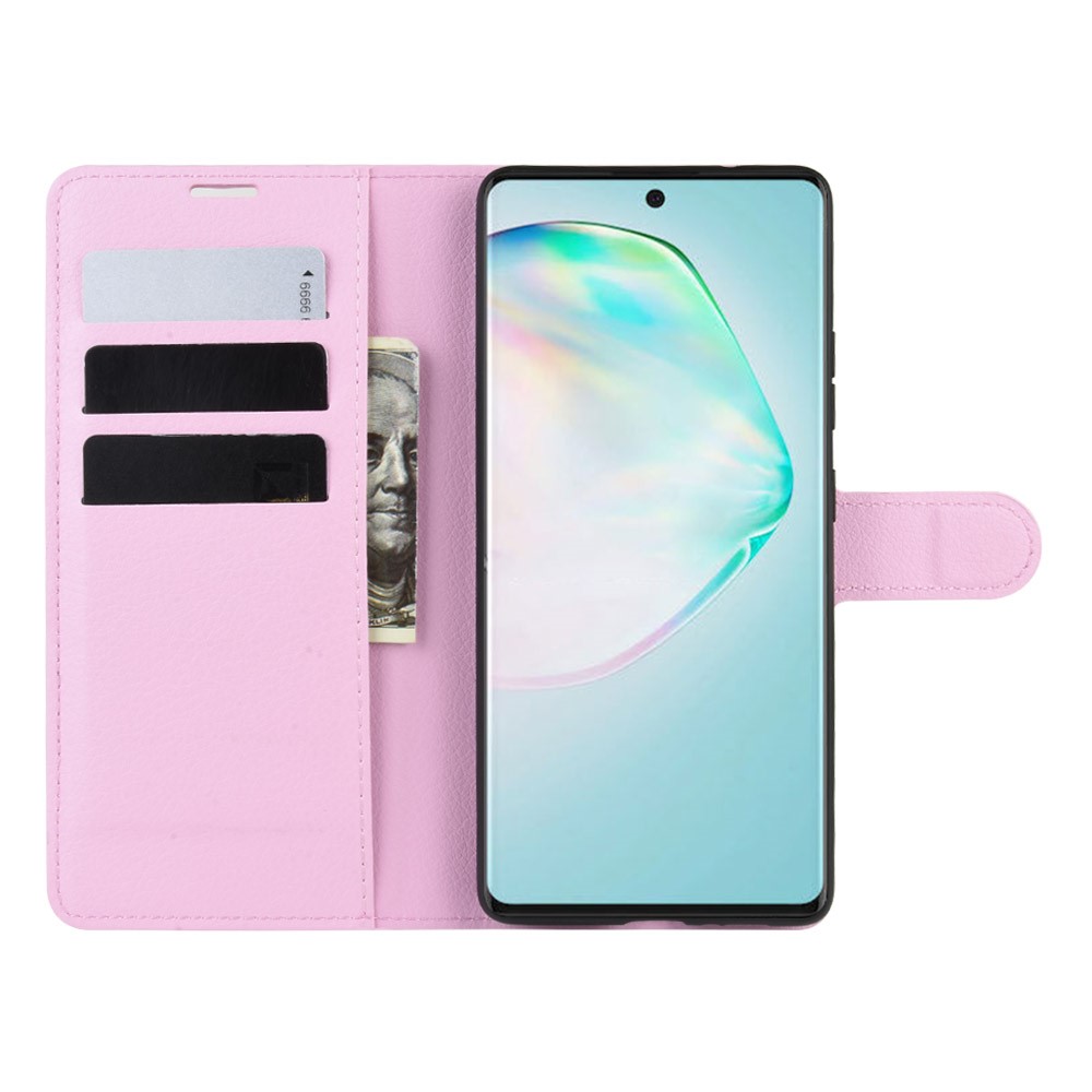 Litchi Skin Wallet Leather Phone Case for Samsung Galaxy A91/M80s/S10 Lite - Pink-4