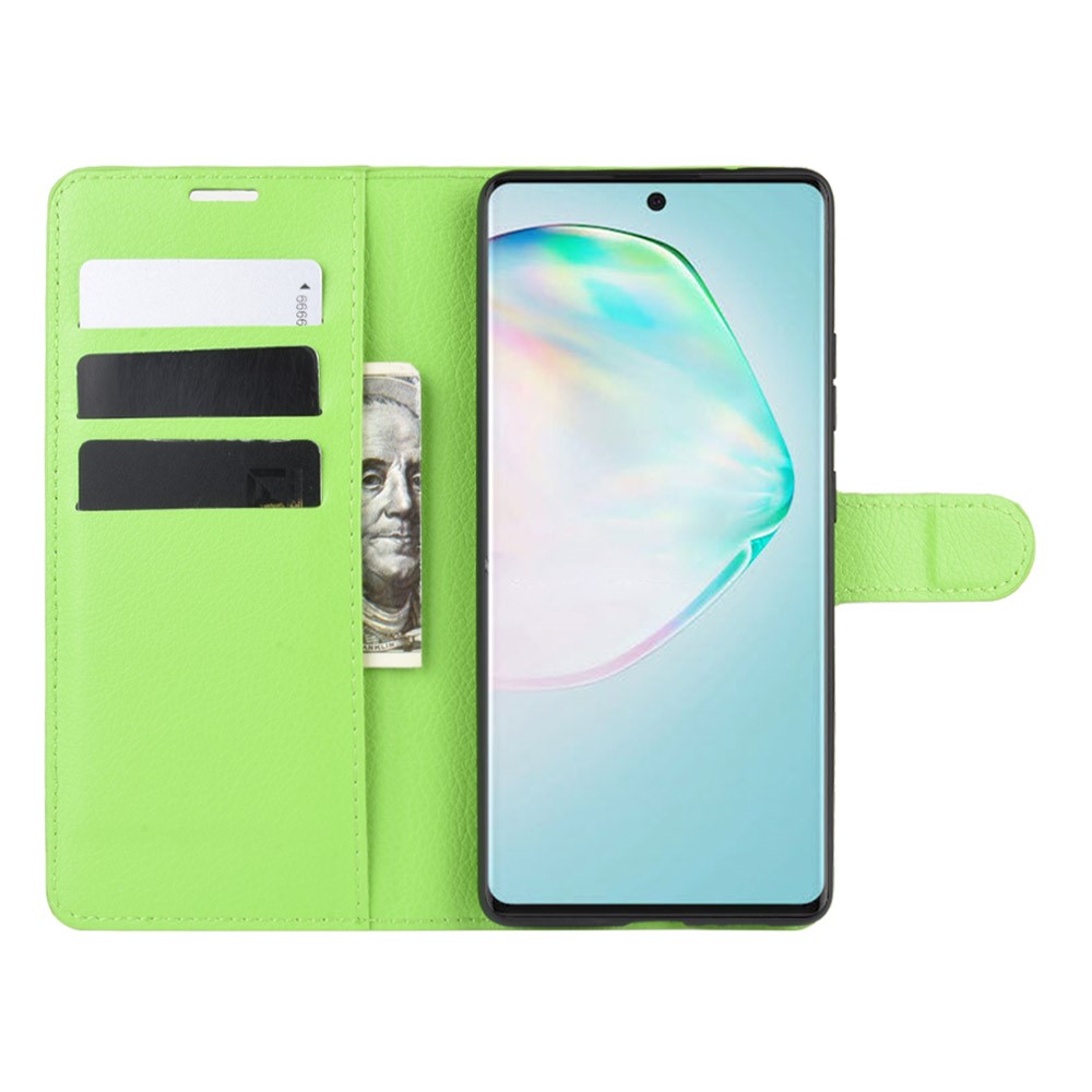 Litchi Skin Wallet Leather Phone Case for Samsung Galaxy A91/M80s/S10 Lite - Green-4