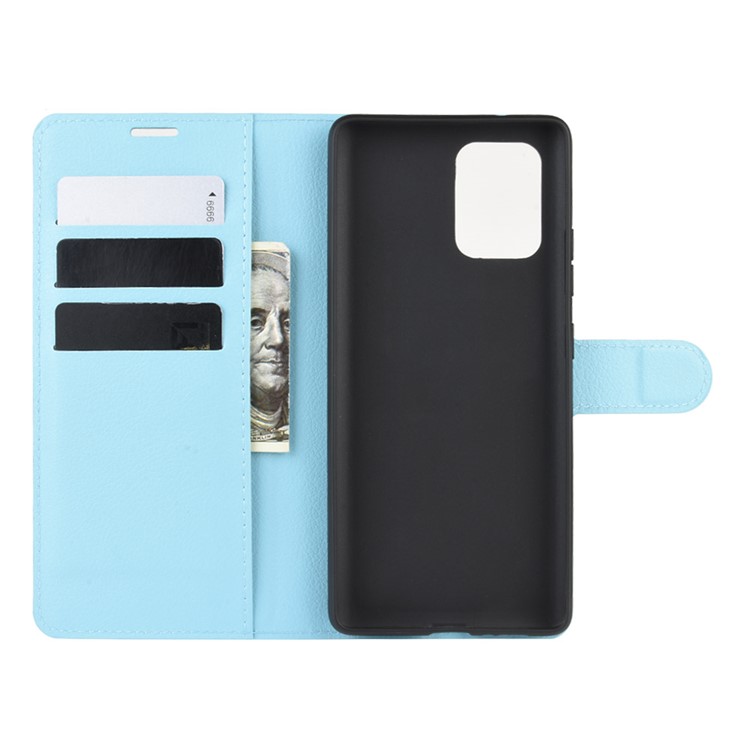 Litchi Skin Wallet Leather Phone Case for Samsung Galaxy A91/M80s/S10 Lite - Blue-3