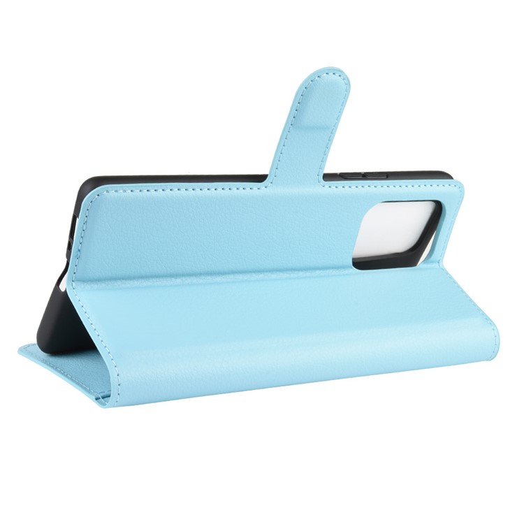 Litchi Skin Wallet Leather Phone Case for Samsung Galaxy A91/M80s/S10 Lite - Blue-5