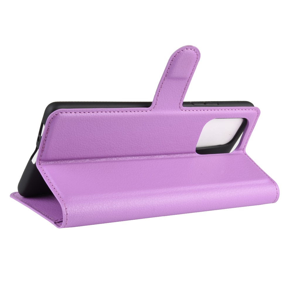 Étui de Téléphone en Cuir Litchi Skin Wallet Pour Samsung Galaxy A91 / M80s / S10 Lite - Violet