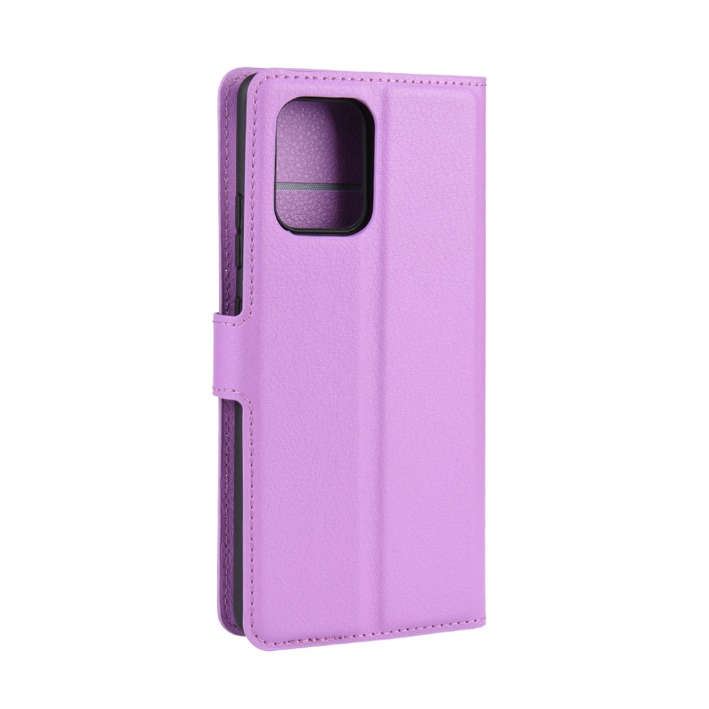 Étui de Téléphone en Cuir Litchi Skin Wallet Pour Samsung Galaxy A91 / M80s / S10 Lite - Violet