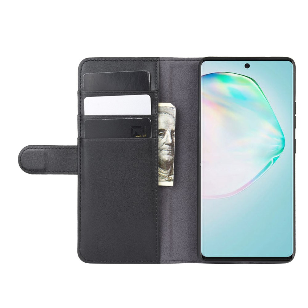 Split Leather Wallet Case Für Samsung Galaxy A91 / S10 Lite / M80s - Schwarz