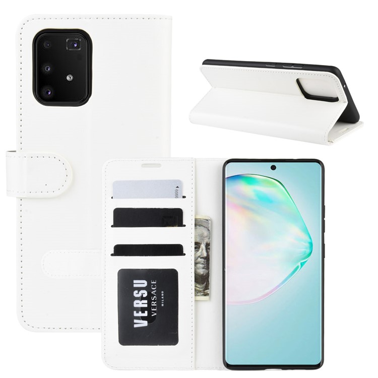 Crazy Horse Texture Leather Wallet Phone Protective Cover for Samsung Galaxy A91/M80s/S10 Lite - White-1