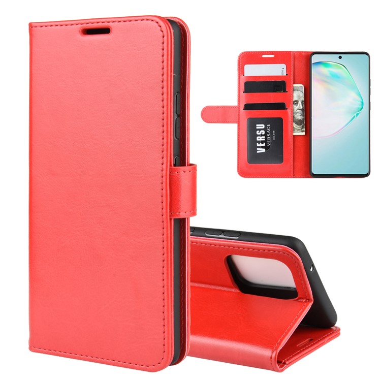Crazy Horse Texture Leather Wallet Phone Protective Cover for Samsung Galaxy A91/M80s/S10 Lite - Red-2
