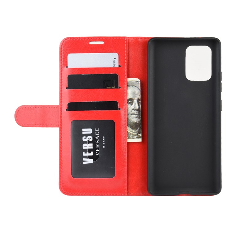 Crazy Horse Texture Leather Wallet Phone Protective Cover for Samsung Galaxy A91/M80s/S10 Lite - Red-5