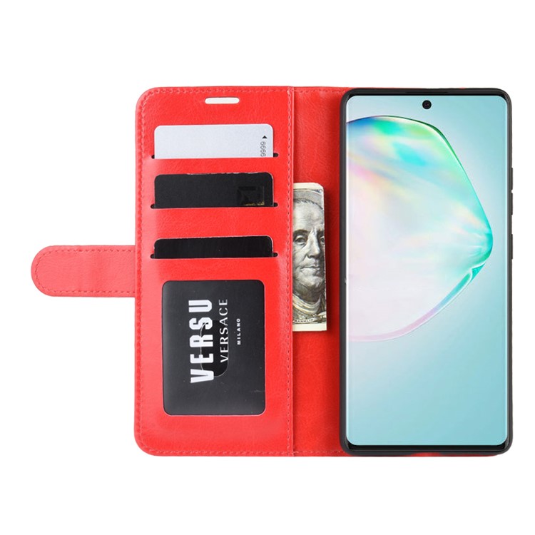 Crazy Horse Texture Leather Wallet Phone Protective Cover for Samsung Galaxy A91/M80s/S10 Lite - Red-6