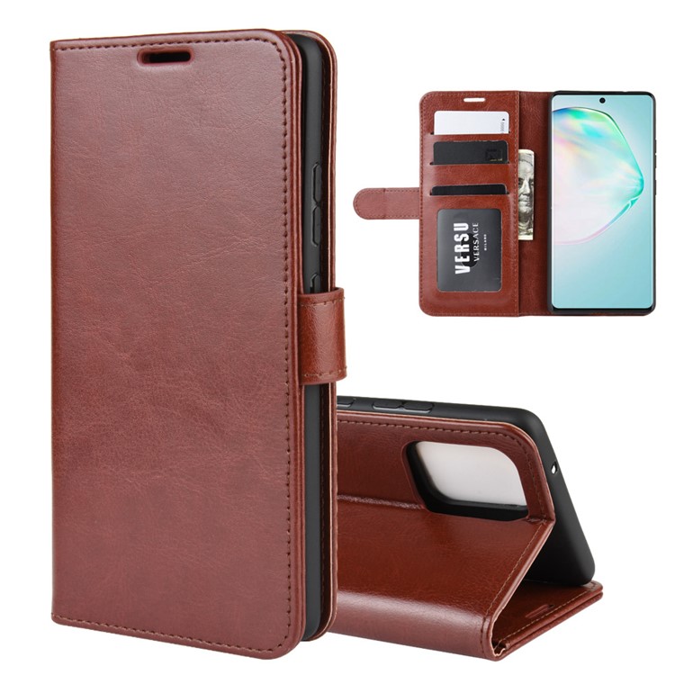 Crazy Horse Texture Leather Wallet Phone Protective Cover for Samsung Galaxy A91/M80s/S10 Lite - Brown-2