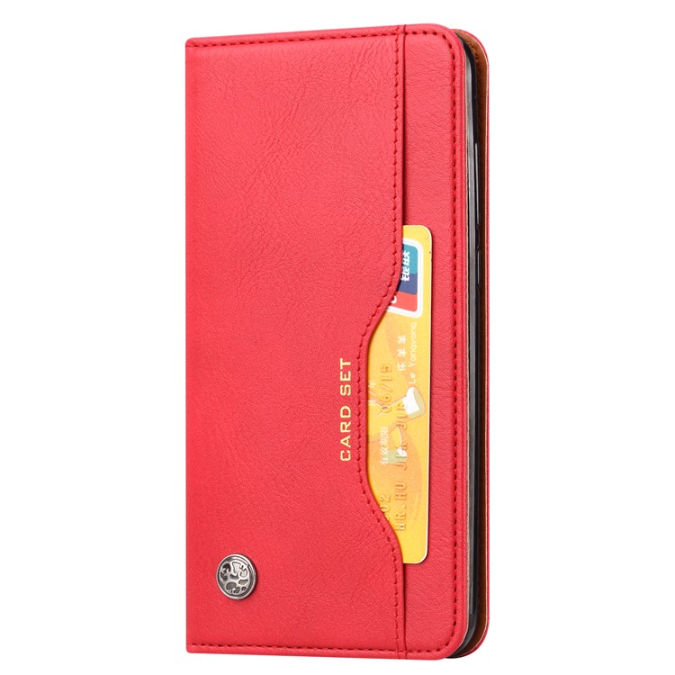 Auto-absorbed Leather Cover for Samsung Galaxy S20 Plus - Red-3