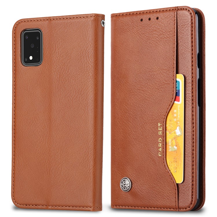 Auto-absorbed with Wallet Leather Cover for Samsung Galaxy S20 Ultra - Brown-1
