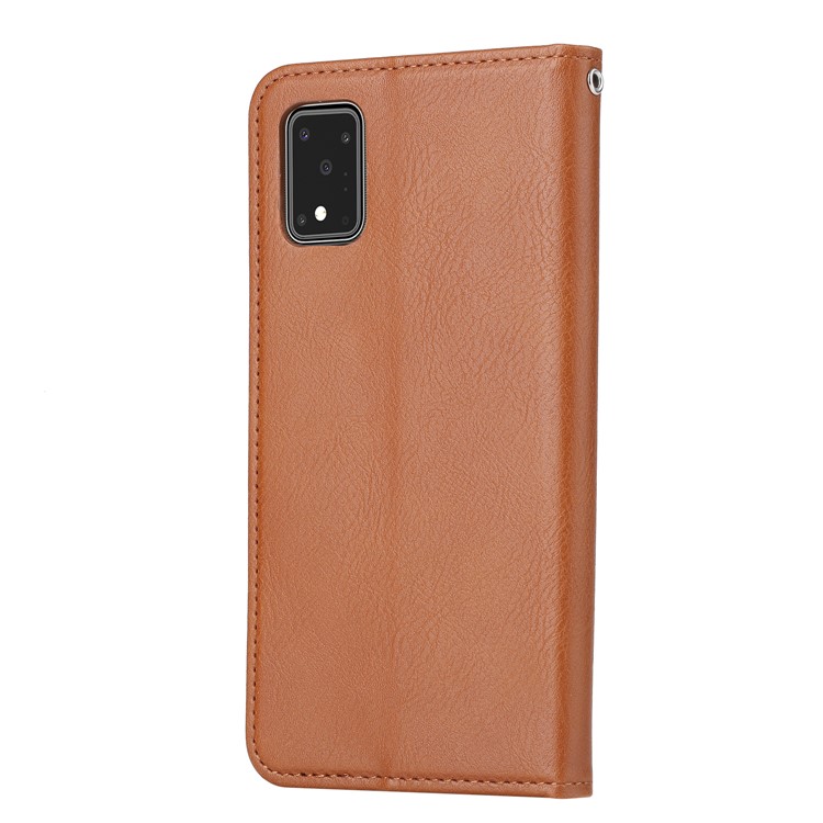 Auto-absorbed with Wallet Leather Cover for Samsung Galaxy S20 Ultra - Brown-3