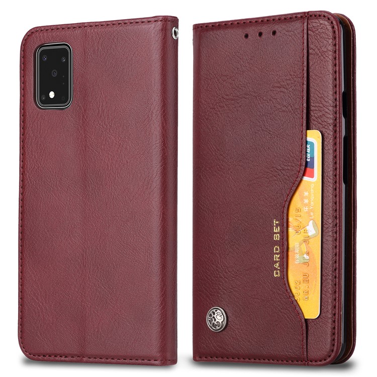 Auto-absorbed with Wallet Leather Cover for Samsung Galaxy S20 Ultra - Wine Red-1