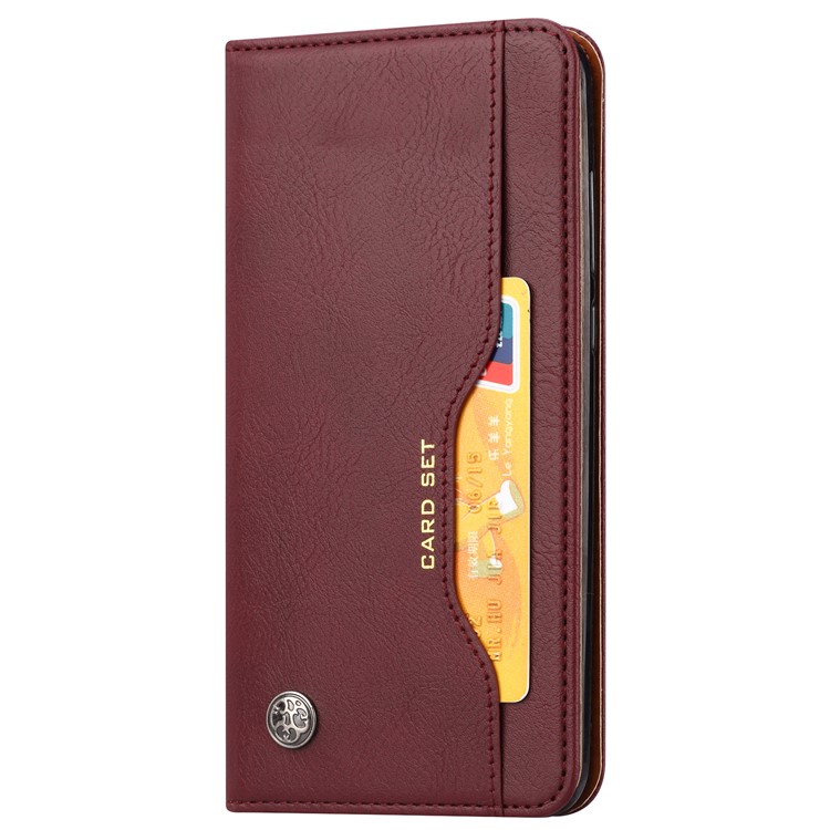 Auto-absorbed with Wallet Leather Cover for Samsung Galaxy S20 Ultra - Wine Red-2