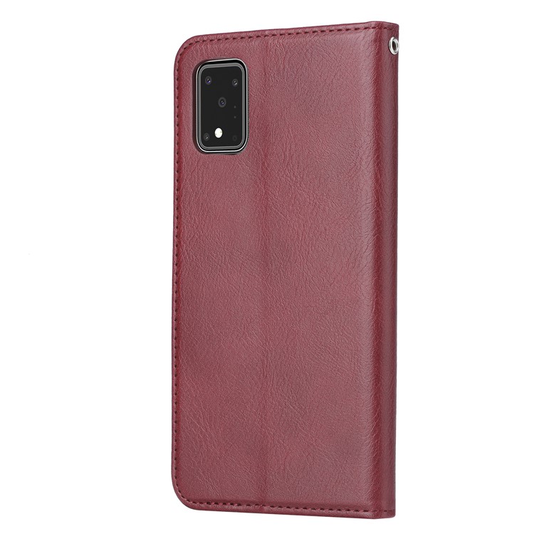 Auto-absorbed with Wallet Leather Cover for Samsung Galaxy S20 Ultra - Wine Red-3