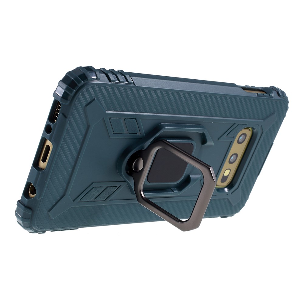For Samsung Galaxy S10e Finger Ring Kickstand Drop Resistant TPU Shell - Green-5