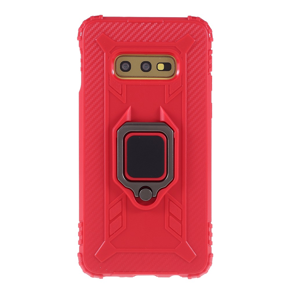 For Samsung Galaxy S10e Finger Ring Kickstand Drop Resistant TPU Shell - Red-1