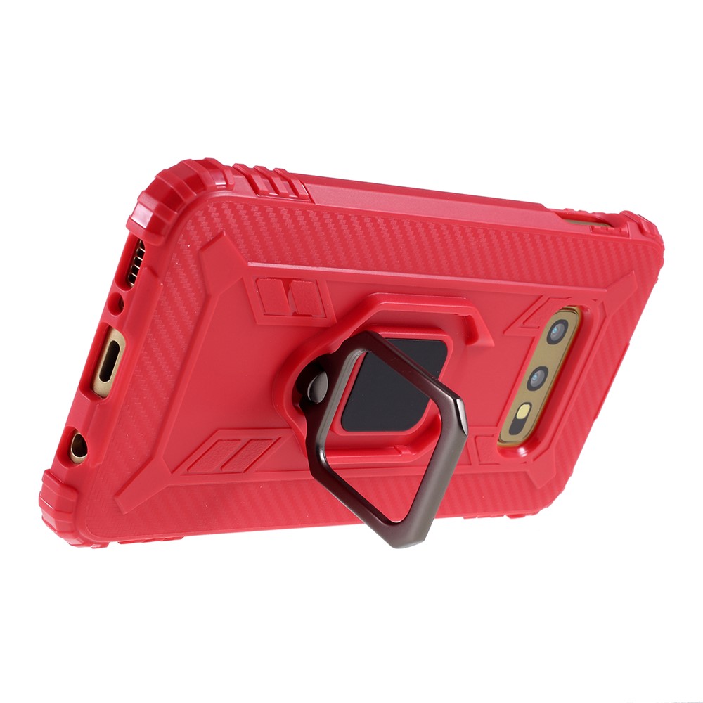 For Samsung Galaxy S10e Finger Ring Kickstand Drop Resistant TPU Shell - Red-5
