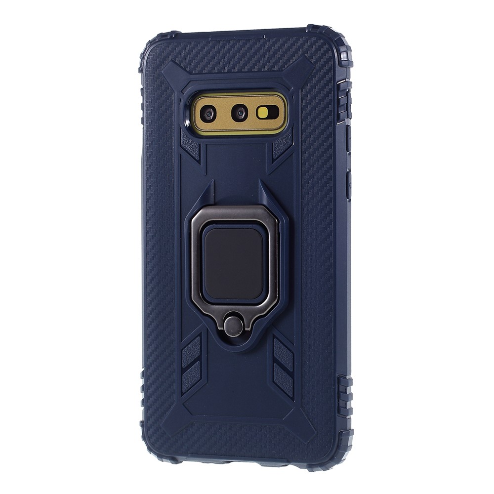 For Samsung Galaxy S10e Finger Ring Kickstand Drop Resistant TPU Shell - Blue-2