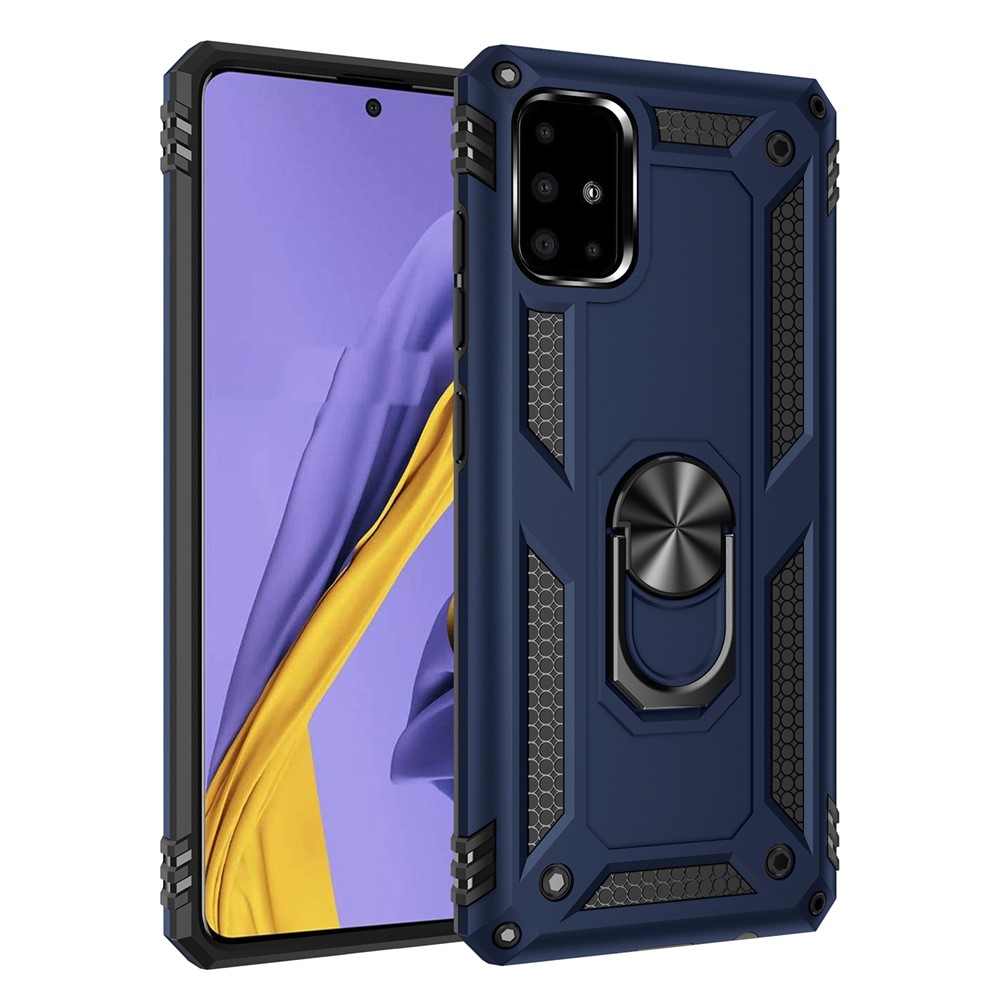 Hybrid PC TPU Kickstand Armor Phone Case for Samsung Galaxy A51 - Blue-1