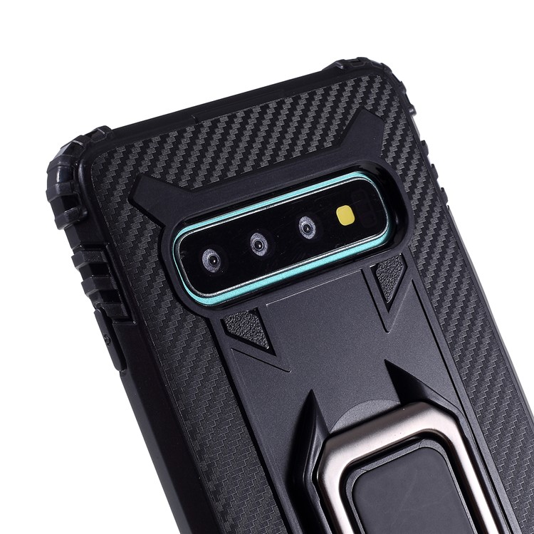 Finger Ring Kickstand Anti-drop TPU Casing for Samsung Galaxy S10 - Black-3