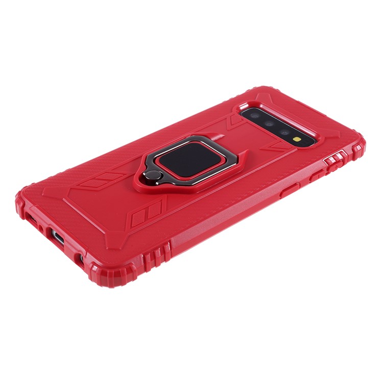 Finger Ring Kickstand Anti-drop TPU Casing for Samsung Galaxy S10 - Red-4