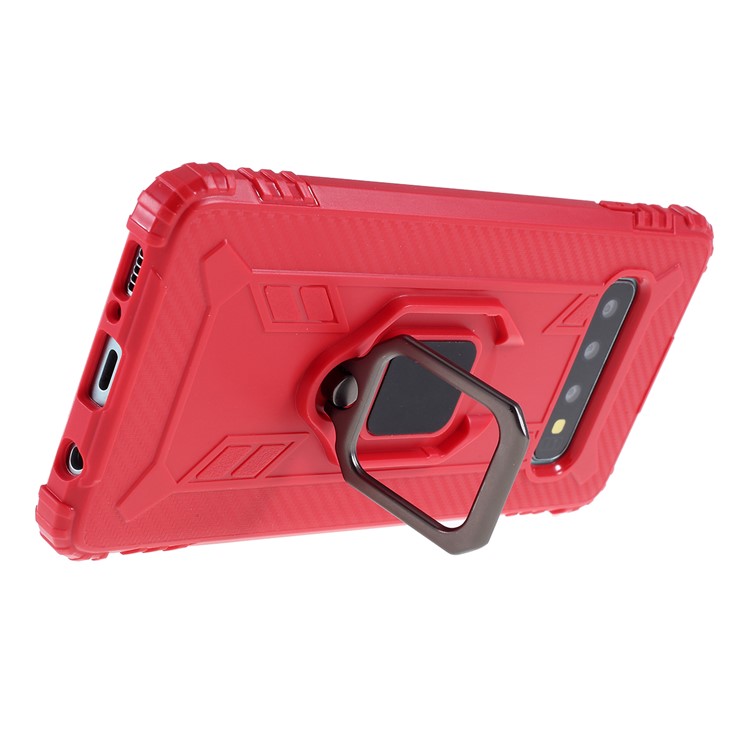 Finger Ring Kickstand Anti-drop TPU Casing for Samsung Galaxy S10 - Red-5