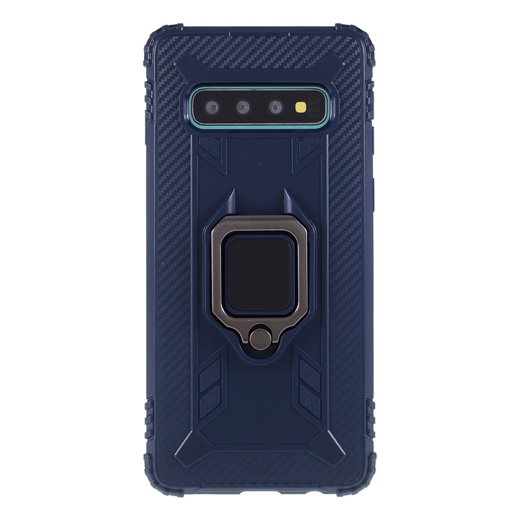 Finger Ring Kickstand Anti-drop TPU Casing for Samsung Galaxy S10 - Blue-1