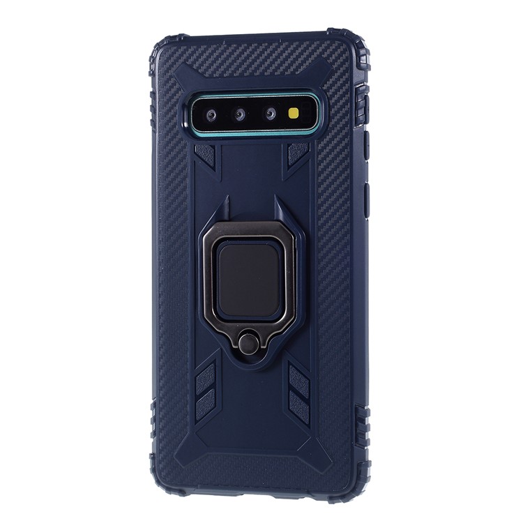 Finger Ring Kickstand Anti-drop TPU Casing for Samsung Galaxy S10 - Blue-2