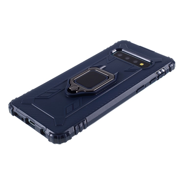 Finger Ring Kickstand Anti-drop TPU Casing for Samsung Galaxy S10 - Blue-4