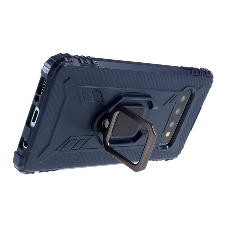 Finger Ring Kickstand Anti-drop TPU Casing for Samsung Galaxy S10 - Blue-5