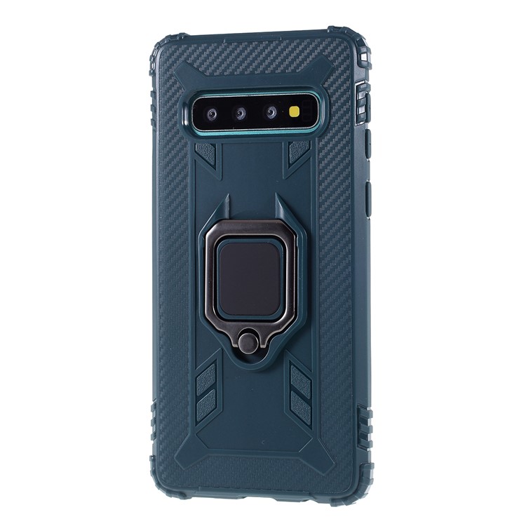 Finger Ring Kickstand Anti-drop TPU Casing for Samsung Galaxy S10 - Green-2